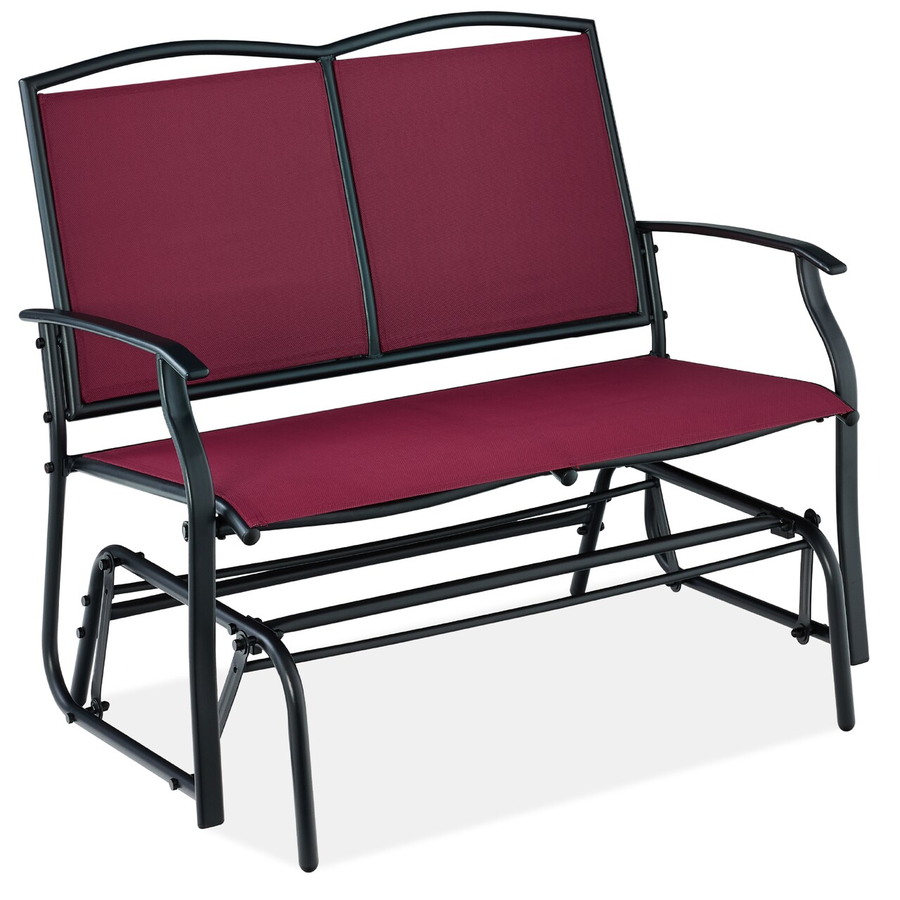 Best Choice Products 2-Person Outdoor Swing Glider, Steel Patio Loveseat, Bench Rocker w/ Armrests